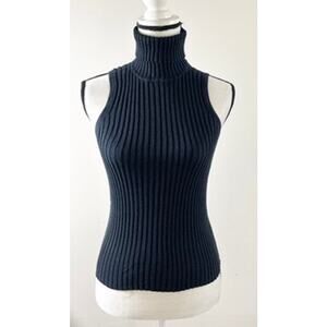 Y2K Vintage Express Open Back Glittery Sleeveless Turtleneck Top